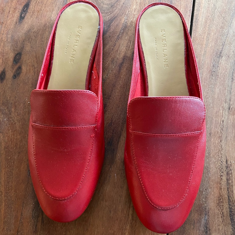 Everlane red mules loafers